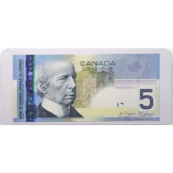 2006 Canada $5 BC-67b-N-iii; Jenkins-Carney, Four-Digit Radar, AAE3920293; CUNC