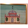 Image 2 : Blue and White Herringbone Garden Folly Artwork by Mary Maguire, Framed 25" x 19"