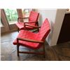 Image 11 : Qty 2 Knoll Wood Framed Chairs w/ Red Woven Seats & Backs (fragile) 24" x 26" x 29"H