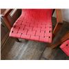 Image 18 : Qty 2 Knoll Wood Framed Chairs w/ Red Woven Seats & Backs (fragile) 24" x 26" x 29"H