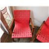 Image 2 : Qty 2 Knoll Wood Framed Chairs w/ Red Woven Seats & Backs (fragile) 24" x 26" x 29"H