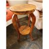 Image 2 : Round Wooden Stool/Stand w/ Cabriole Legs & Undershelf 14" Dia, 24"H