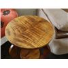 Image 3 : Round Wooden Stool/Stand w/ Cabriole Legs & Undershelf 14" Dia, 24"H