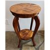 Image 1 : Round Wooden Stool/Stand w/ Cabriole Legs & Undershelf 14" Dia, 24"H