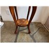 Image 7 : Round Wooden Stool/Stand w/ Cabriole Legs & Undershelf 14" Dia, 24"H