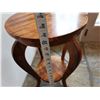 Image 9 : Round Wooden Stool/Stand w/ Cabriole Legs & Undershelf 14" Dia, 24"H
