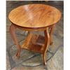 Image 1 : Round Wooden Stool/Stand w/ Cabriole Legs & Undershelf 22" Dia, 24"H