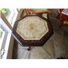 Image 2 : Wooden Octagon Table w/ Pedestal Base & Carved Top 21" Dia, 28"H