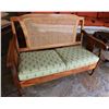 Image 1 : Martin & MacArthur RC 617 S Wooden Love Seat w/ Woven Back & 2 Pineapple Seat Cushions 48" x 20" x 3