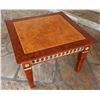 Image 1 : Wooden Table w/ Carved Metal Accents 30" x 30" x 20"