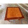 Image 2 : Wooden Table w/ Carved Metal Accents 30" x 30" x 20"