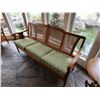 Image 2 : Martin & MacArthur RC 619 S Wooden Sofa w/ Woven Back & 3 Pineapple Seat Cushions 48" x 20" x 33"H