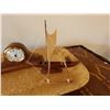 Image 2 : Wooden Clock & Outrigger Canoe w/ Sail on Tray, Misc Sizes