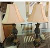 Image 1 : Qty 2 Metal Table Lamps w/ Pineapple Bases & White Shades 31"H