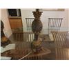 Image 6 : Qty 2 Metal Table Lamps w/ Pineapple Bases & White Shades 31"H