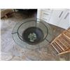Image 2 : Round Glass Top Table on Metal Tripod Base w/ Undershelf & Bowl 24" Dia, 29"H