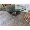 Image 3 : Round Glass Top Table on Metal Tripod Base w/ Undershelf & Bowl 24" Dia, 29"H