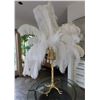 Image 1 : Ostrich Feather Lamp on Metal Base 33"H