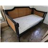 Image 1 : Wooden Day Bed w/ Woven Back & Sides & Seat Cushion 80" x 42" x 37"H