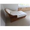 Image 3 : Wicker Rattan Chaise Lounge w/ White Cushion 59" x 36" x 38"H