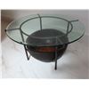 Image 1 : Round Glass Top Table on Metal Base w/ Undershelf & Bowl 27" Dia, 16"H