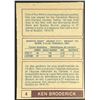 Image 2 : 1977-78 O-PEE-CHEE W.H.A. KEN BRODERICK ROOKIE CARD