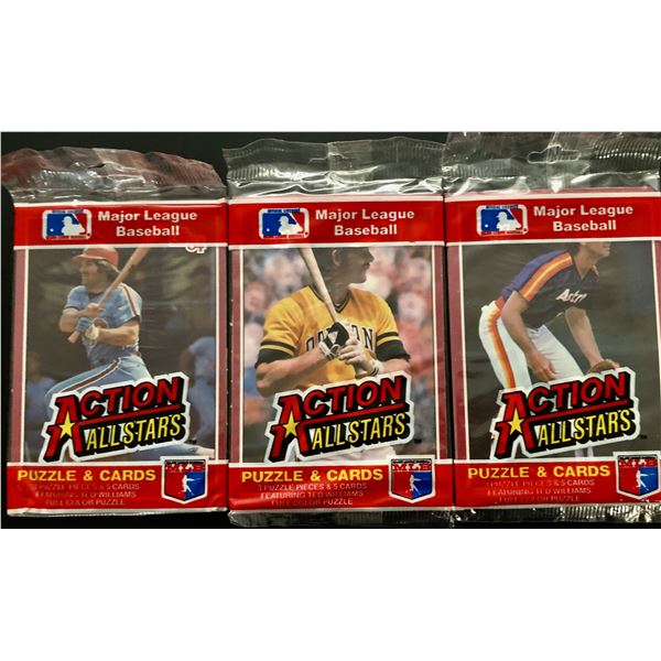 1984 DONRUSS BASEBALL ACTION ALL STARS SEALED PACKS (3) - TOM SEAVER (HOF) & PETE ROSE SHOWING