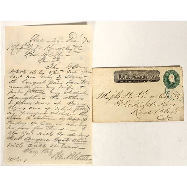 Wells Fargo Cover & Letter, Sacramento Wine & Liquors Dealer, 1874 [196914]