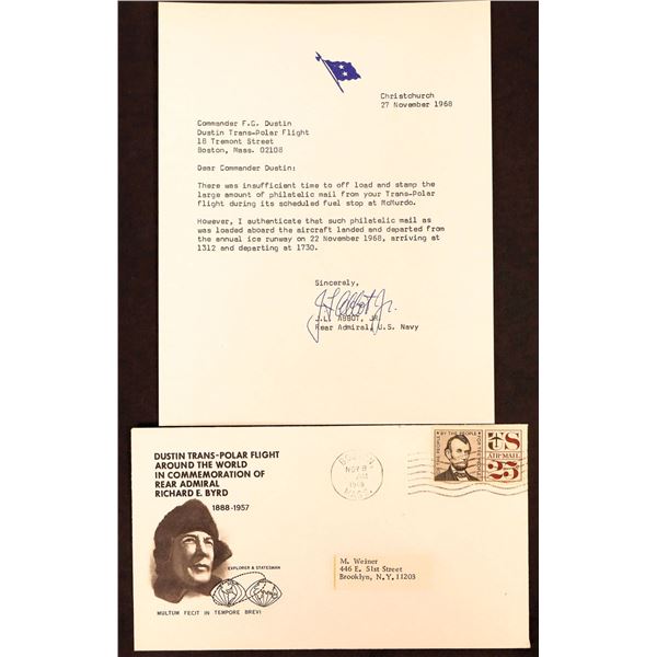 Philatelic Letter & Cover Signed by Admiral J.L. Abbot [187324]