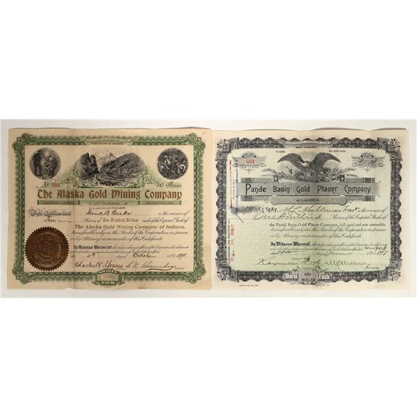 Alaska Gold Mining Stock Certificate Pair [196920]