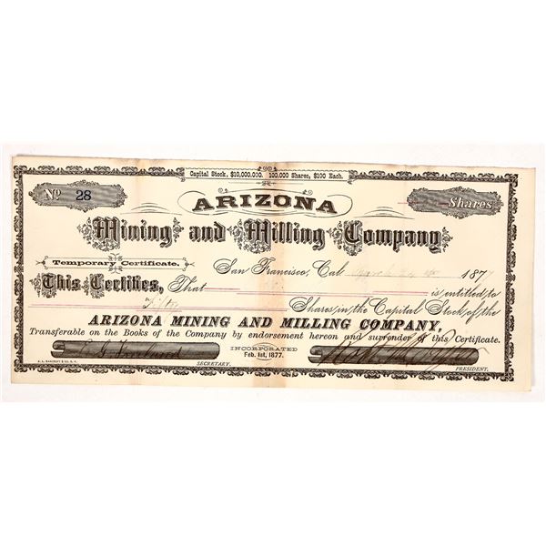 Arizona Mining and Milling Stock, 1877 [191253]