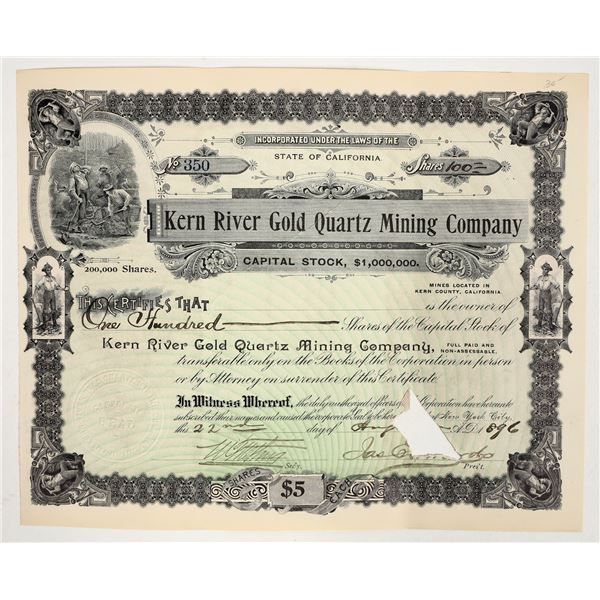 Kern River Gold Quartz Mining Company Stock Certificate [197639]