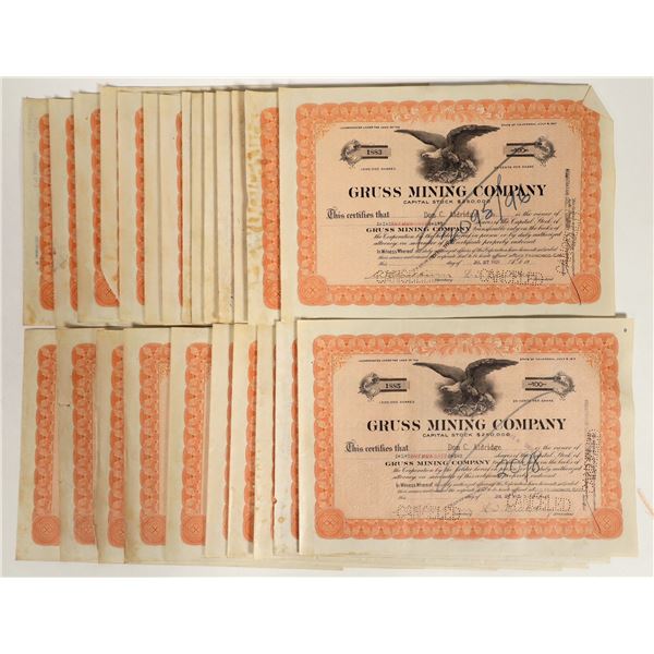 Gruss Mining Company Stock Certificates (25) [196923]