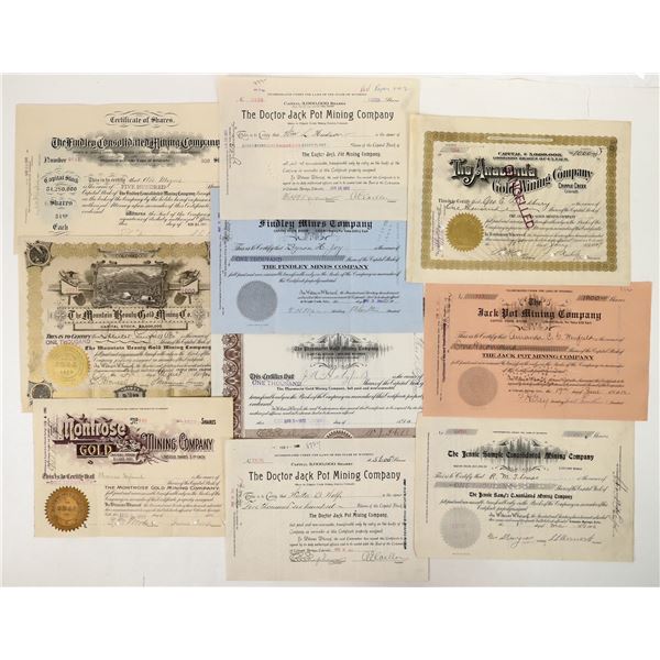 Cripple Creek Mining Stocks Collection (10) [191350]