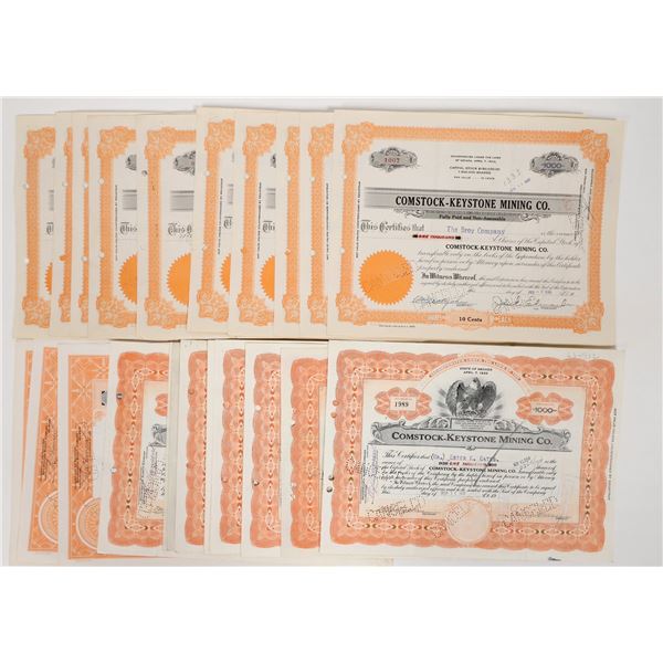 Comstock-Keystone Mining Stocks, 3 Different, 23 Total [193959]