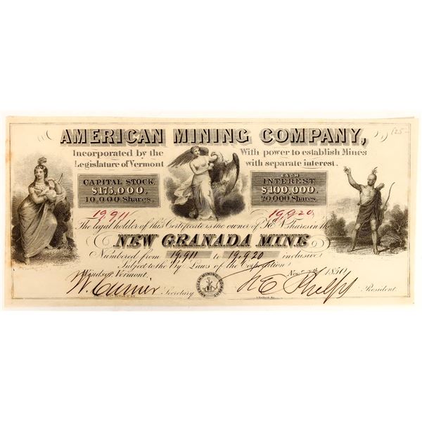 New Granada Mine Stock Certificate [191385]