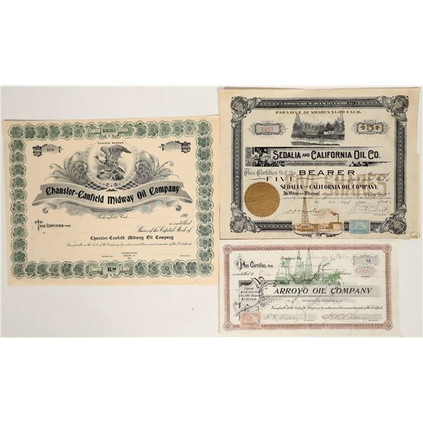 Three Different California Oil Stock Certificates [192916]