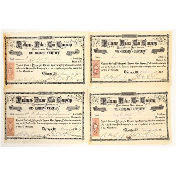 Pullman Palace Car Company Stocks Signed by Pullman (4) [199267]