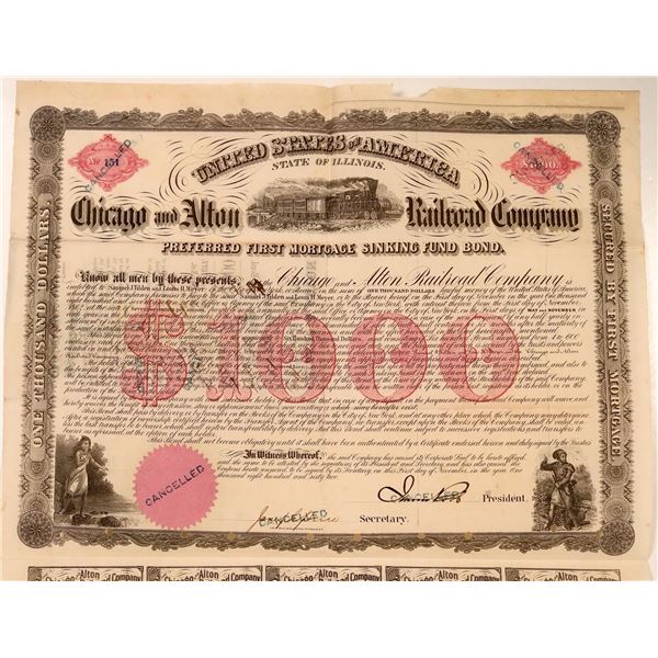 Chicago & Alton Railroad Co Preferred First Mortgage Bond, 1862 [199680]