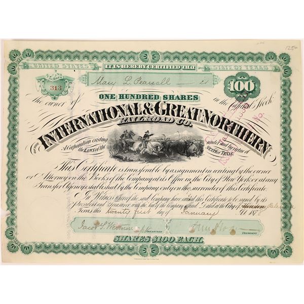 International & Great Northern Railroad Co. Stock Certificate [199659]