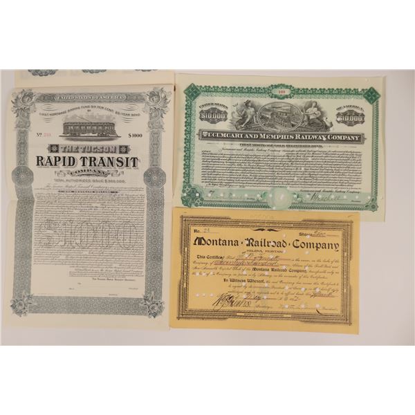 Two Western RR Stock Certs & Bond [199678]