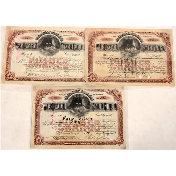 Water-Power and Townsite Company Stocks (3) [190663]