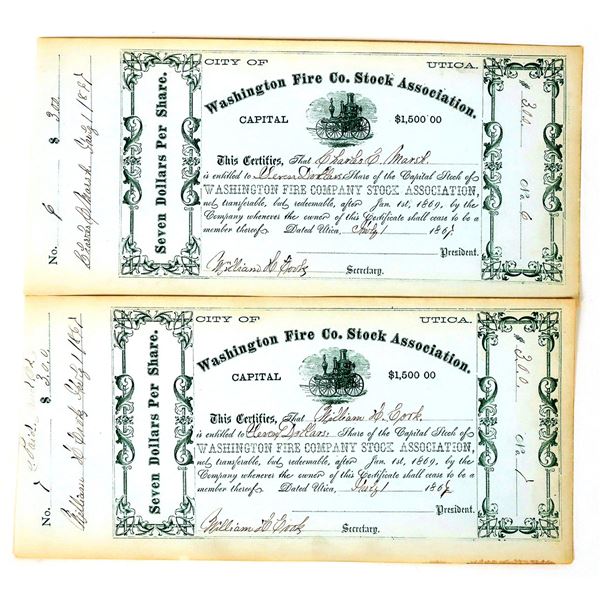 Washington Fire Co. Stock Assoc. Pair, 1867 [191198]