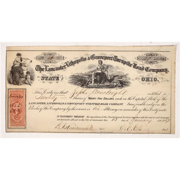 Lancaster, Lithopolis & Groveport Turnpike Stock, 1867 [191536]