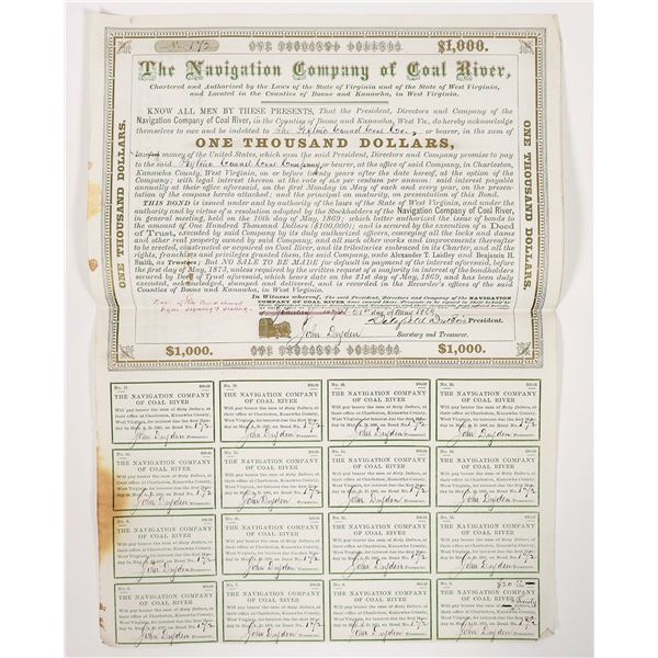 Coal River Steam Navigation Bond, 1869 [192559]