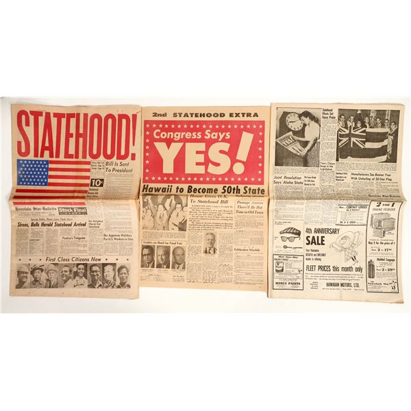 Hawaii Statehood Newspaper Pair [199551]