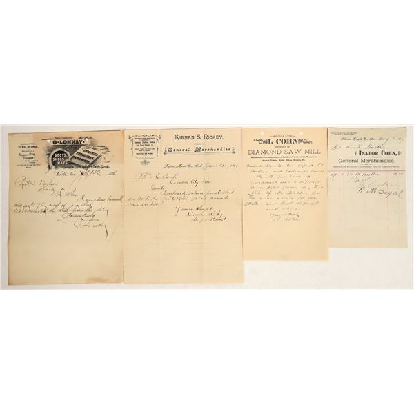 No. California & No. Nevada Billheads & Letterheads: Sheridan, Verdi, Woodfords, Topaz [199813]