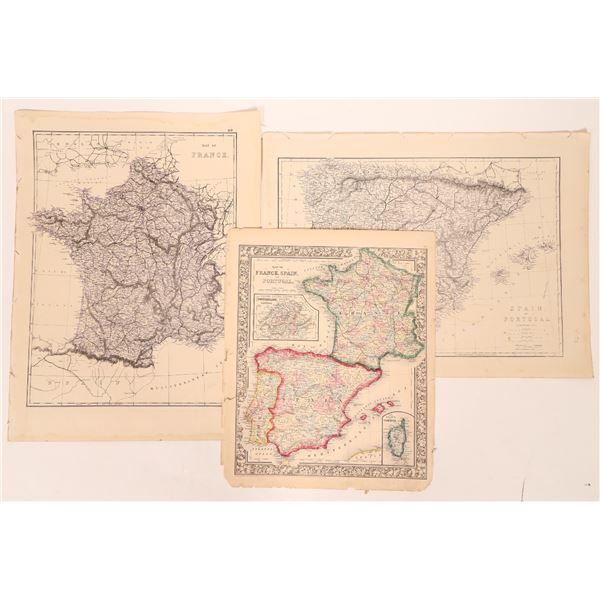 Maps of Spain, France, & Portugal, c1800s (3) [180172]