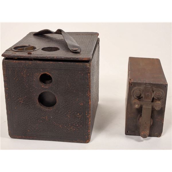 Antique Box Camera & Early Ford Battery [191835]