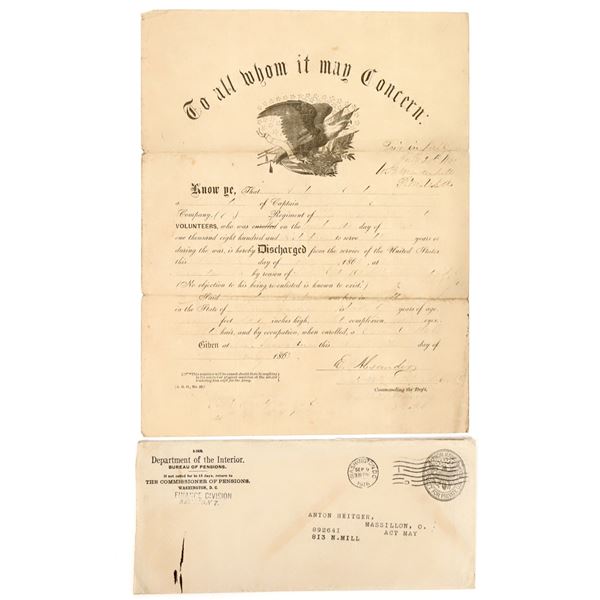Civil War Discharge Papers for Anton Heitger of Pennsylvania Volunteers July, 1865 [189833]